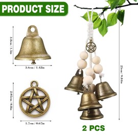 Witch Bells Garden Wind Chime, Witch Bells for Door Knob for Protection, Mystical Wind Chime Garden Handmade Chime Made of Iron and Wood, Exquisite Wind Chime for Outdoors, Hanging Wind Chime