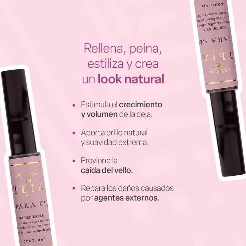 TEIA COSMETICOS Gel para peinar y estilizar cejas de ingredientes