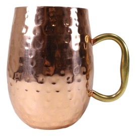 Ebros Gift Industrial Moscow Mule Luxury Stainless Steel Rose Gold Plated Hammered Beverage Barrel Cup Mug With Gold Handle And Silver Interior 16 Fluid Ounces (1)