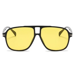 QVKUUT Retro Rectangular Sunglasses for Men and Women Rectangle Retro Glasses with Double Bridge, black/yellow