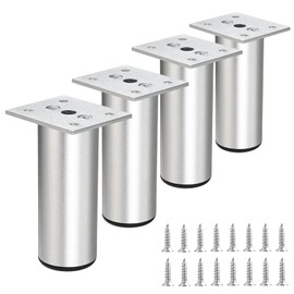 BSTKEY 4Pcs 4 Inch Aluminum Alloy Furniture Cabinet Legs - Adjustable Replacement Legs for Furniture Cabinet Foot Legs Sofa Bed Desk Table Feet Support, Silver