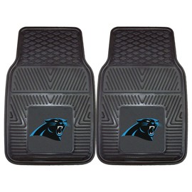FANMATS 8889 Carolina Panthers 2-Piece Heavy Duty Vinyl Car Mat Set, Front Row Floor Mats, All Weather Protection, Universal Fit, Deep Resevoir Design