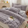 Roscloud Bread Grid Gray Rabbit Plush Faux Fur Comforter Sets