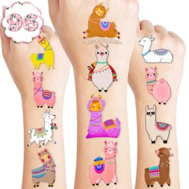 Llama Temporary Tattoos Stickers Mexican Theme Fiesta Cactus Birthday Party Decorations Supplies Favors 110PCS Cute Bolivian Peru Alpaca Tattoo Sticker Gifts For Kids Boys Girls School Prizes Carnival