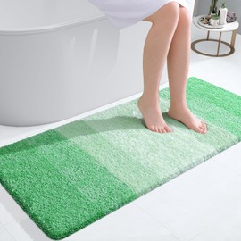 OLANLY OLANLY Bathroom Runner Rugs 47x20, Extra Soft Absorbent Microfiber Bath Rugs, Rubber Backing, Quick Dry, Machine Washable Bath Mats for Bathroom Floor, Tub and Shower, Home Decor Accessories, Green