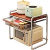 Microwave Stand 2 Tier Metal Wood Kitchen Countertop Shelf Organizer