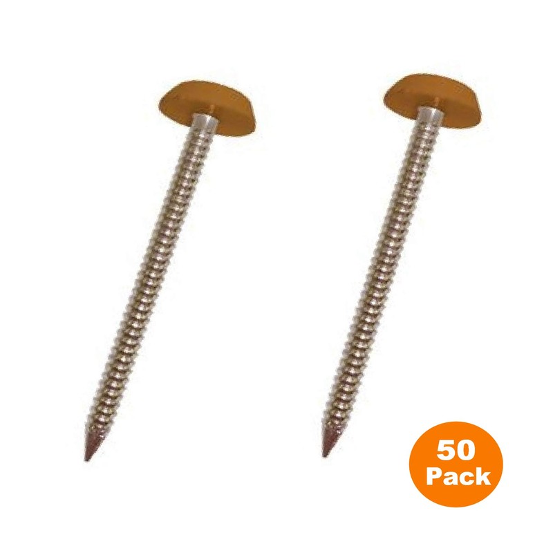 50 Pack 40mm Oak/Tan UPVC Poly Top Pins Nails |