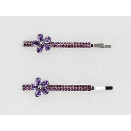 Faship A Pair Of Purple Crystal Floral Hair Clips 2 Pcs Pins