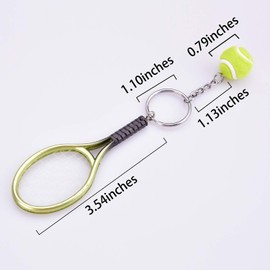 Ancefine 12 Pieces Tennis Racket Keychains Tennis Key Ring Keychain Alloy Tennis Ball Split Ring Tennis Trinkets for Tennis Sport Lover Team,6 Color