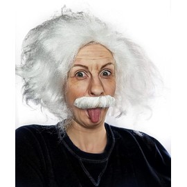 QUEENTAS White Wigs for Men Cosplay Wigs Synthetic Scientist Wig Scientist Physicist Costume