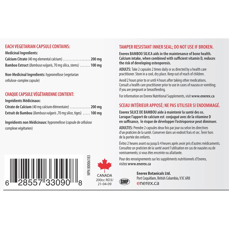 ENEREX - Bamboo Silica - Premium Bone, Skin, Hair and