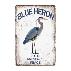 Blue Heron Calm Presence Peace Retro Theme Inspirational Quotes Wall Decor Unique Designs 8x12 Inches