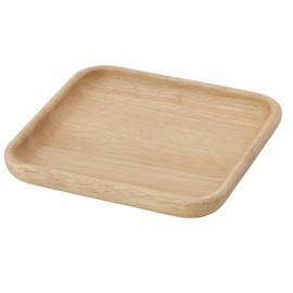 Fuji Boeki 96219 Plate, Square, Diameter 5.9 inches (15 cm), Natural, Natural Wood, Break-Resistant, Lightweight, Wooden Tableware