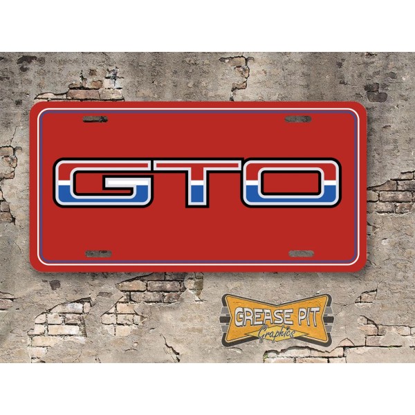 Grease Pit Graphics 1974 Pontiac GTO Novelty License Plate Red