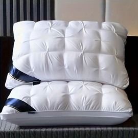 Premium Fluffy White Sleep Pillow – Soft, Machine Washable, Anti-Neck Pain, Ideal for Back & Side Sleepers, Perfect Birthday & Holiday Gift:_2pc