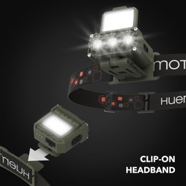 HUEMOTION Headlamp Rechargeable USB C Headlamps for Adults Flashlight LED Headlights for Head Lights for Forehead Lamps with Red Light Mode Camping Hiking, Small, Dark Green, 32007205-1