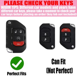 YIKECASE Key Fob Cover with Diamond Keychain Compatible with Jeep Car Key Holder Case Compatible with Jeep Wrangler JLU JL Gladiator Rubicon JT Flip Key Protector for Women, 4 Buttons (Black-Heart)