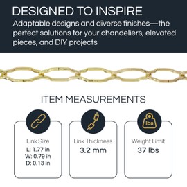 RCH Hardware CH-S57-33-AB-10 Steel Chandelier Chain, Antique Brass (10 Feet)
