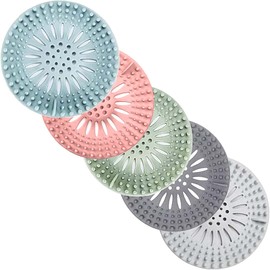 REKOBON Tapón de Pelo de Silicona Duradero, Colector de Pelo, Cubiertas de Desagüe de Ducha, Traje Fácil de Instalar y Limpiar para Desagüe de Bañera, Baño y Cocina, Paquete de 5