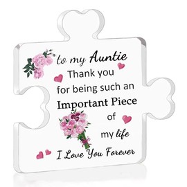 Acrylic Puzzle Plaque Auntie Mother's Gifts Aunt Birthday Gift Women Desk Sign Decoration Aunty Christmas Thanksgiving Present Aunt Thank You for Being Such An Important Piece of My Life