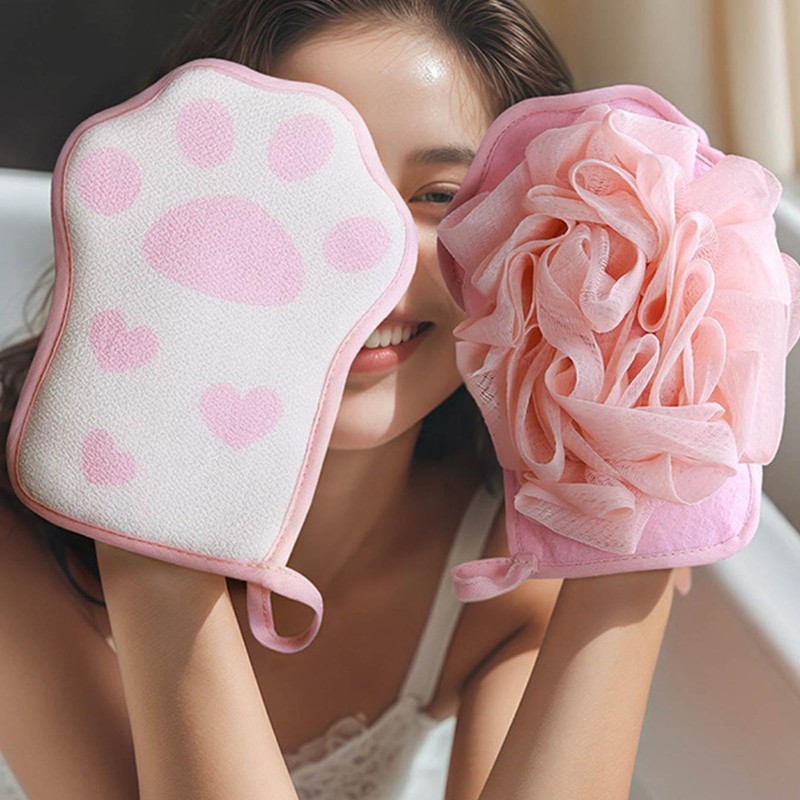 Body Scrub Gloves | 2-in-1 Body Scrubber Exfoliation Glove,Elastic Shower