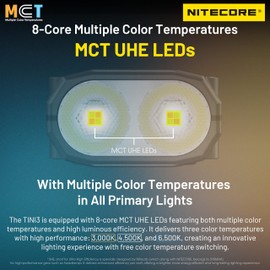 Nitecore TINI 3 Intelligent Multiple Color Temperatures 600 Lumen Keychain Light Rechargeable EDC Flashlight Tag (Orange)