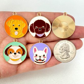 Anjulery 18 Pcs Enamel Dog Charms for Jewelry Making - Assorted Animal Charms for Keychain, dog collar, Earrings, Necklaces, Bracelets, Planner Clips, Crafts (18Pcs Dogface D)