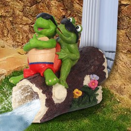 Generic Frog and Turtle Downspout- Gutter Downspout Decorative- 2""×3"" Downspout Extender Diverter- Outdoor Splash Block Waterproof Resin Ornament for Lawn- Funny Garden Decoration, Gray