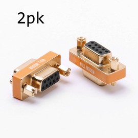 KINGDEE INC Arnorin DB9 Null Modem Adapter Female to Female Slimline Data Transfer Serial Port Adapter Gold Plated 2 Pack