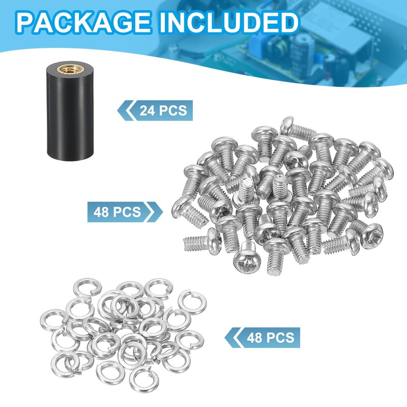 PATIKIL M3x15mm PCB Support Spacer, 24 Set 15mm/0.59" Supporting Height