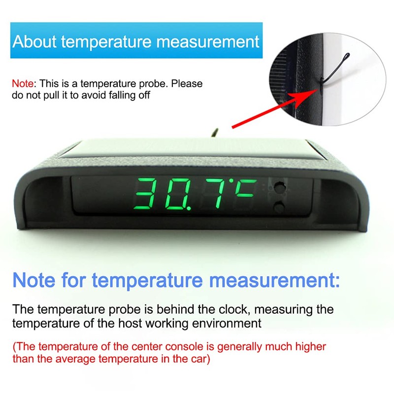 JIANWEI Car Solar Powered LCD Clock, Car Solar Powered LCD