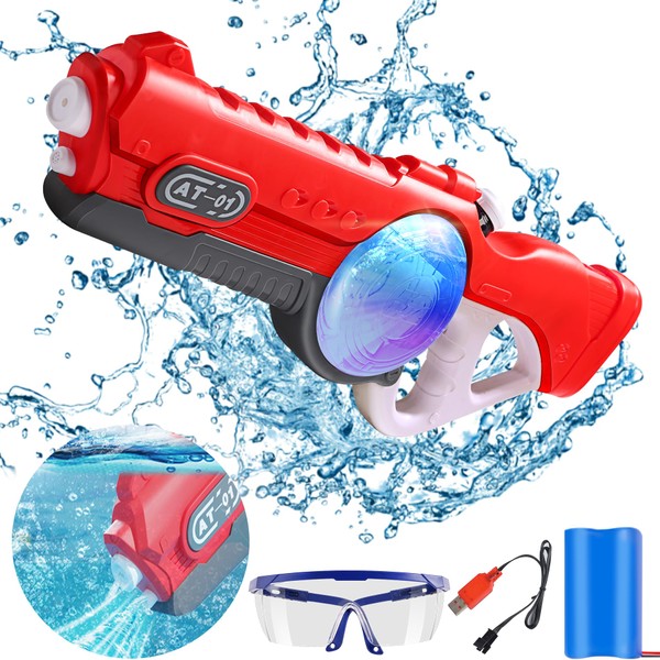 Electric Water Gun, Squirt Guns with 800cc Super Large Capacity, Full Auto Water Blaster Up to 32ft Range, Waterproof Water Guns for Summer Outdoor Parties Or Pool Beach Shooting Games(Red)