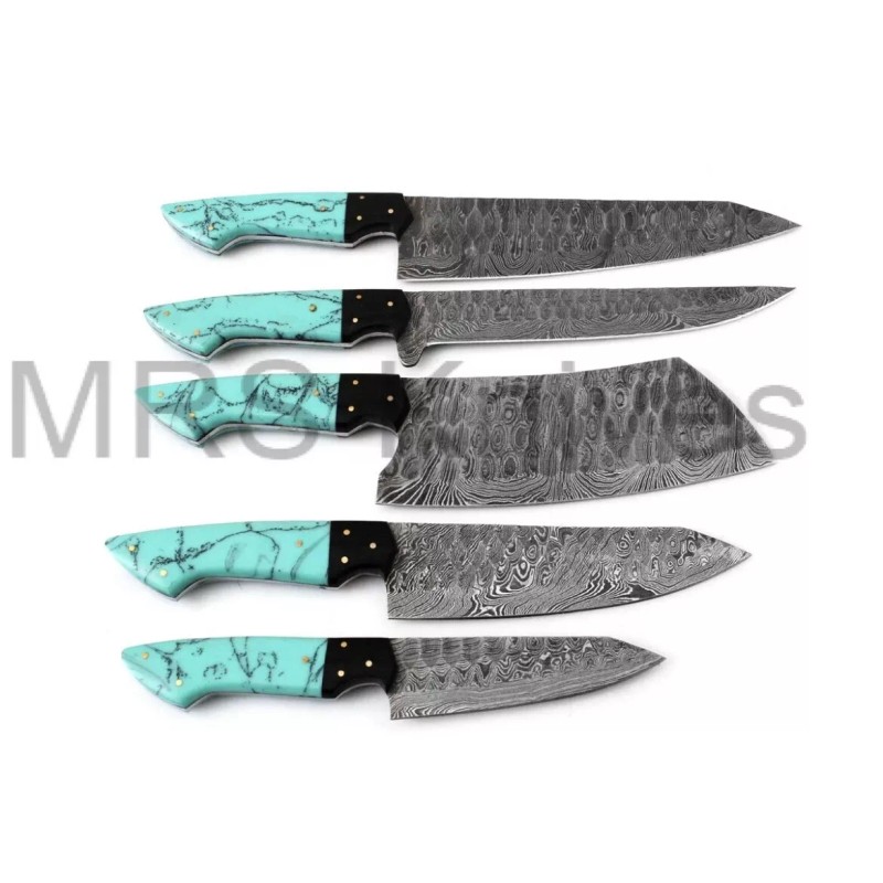 KNIVES SET HANDMADE DAMASCUS STEEL CHEF KNIFE SET KITCHEN KNIVES