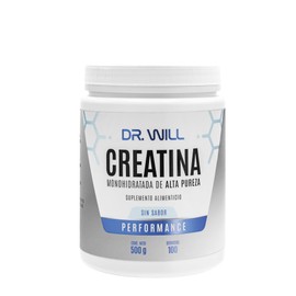 Dr Will Creatina Monohidratada, Suplemento Alimenticio sin Sabor, 500g, 100 Servicios