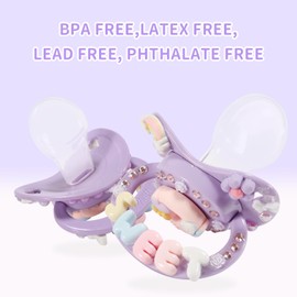 CutiePlusU Adult Sized Pacifier Dummy for Adult-Big Shield DIY Handmade-Donut Purple