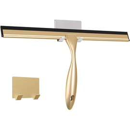 TopCharm Shower Squeegee for Doors & Windows, All-Purpose, Stainless Steel, 14 Inch, Golden
