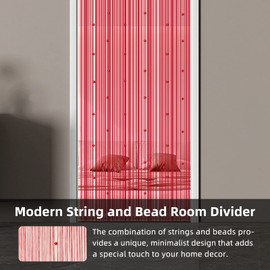 LaSyL Beaded String Curtains for Doorways，Crystal Beads Screens Home Privacy Decor(39 x 110 inches, Red)，Suitable for Living Room Partition Closet Doors Hallway Entrance
