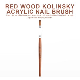 KADS Nail Acrylic Brush Kolinsky Nail Extension Brush Oval Crimped Shaped Sturdy Wooden Handle Acrylic Powder Nail Art Brush Professional Manicure Pedicure (8#)
