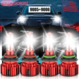 STONEBANKS 9005 9006 LED Headlights Kit Combo Bulbs 6500K High Low Beam Super White Bright