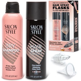 GoPong Hair Spray Flask 2 Pack (16 oz Total) - Hidden Alcohol Travel Flasks for Women - Secret Liquor Containers for Nightclubs, Festivals, Cruises, and Sports Events – Includes Funnel & Spout