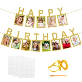 Photo Garland for Birthday, Happy Birthday, Happy Birthday Photo Garland, Happy Birthday Banner, Hanging Photo Wall Decoration for Party Decoration Girls Boys
