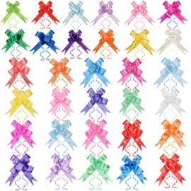 500 Pcs 32 Colors Pull Bows Bulk for Gift Wrapping, Decorative Assorted Colors Gift Wrap Ribbon Pull Bows for Christmas Birthday Wedding New Year Party Ornament, 1.8 cm Width