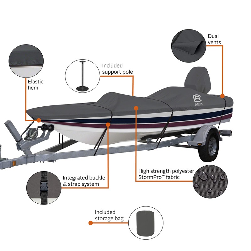 Classic Accessories StormPro Heavy Duty Outboard Ski-Boat Cover with Support
