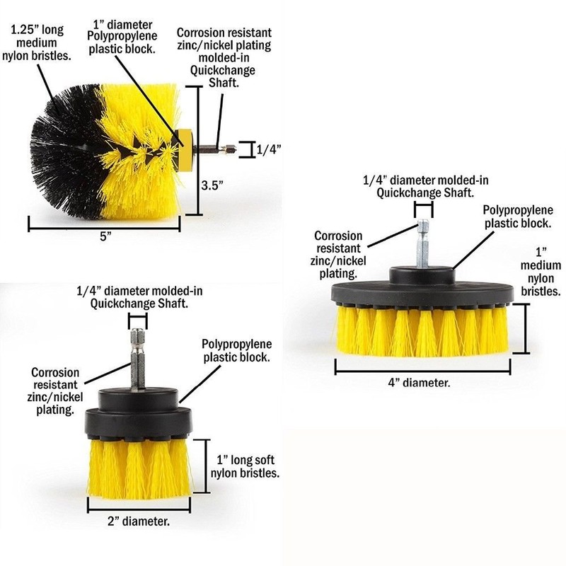 Yefun Power Scrubber Brush, 3Pcs/Set Multipurpose Scrubbing Drill Brush Attachment
