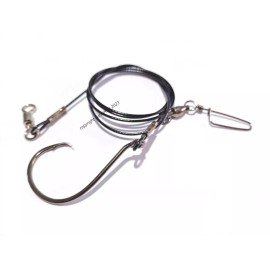 Fish N Rigs 3' Shark Fishing Leader Rig w/ Swivel ~ Mustad 16/0 Circle Hook 480lb Cable  - 3 Feet