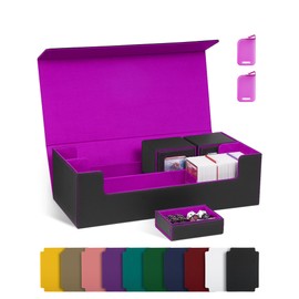 banloga Card Storage Box for Trading Cards 2200+ Unsleevedcards MTG Deck Box, Commander Card Deck Case Fits for MTG, YugiOh, TCG, PTG and Sport Cards (Black&Purple)