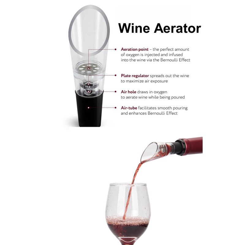 Electric Opener Set With Base, Accessories Including Rechargeable Corkscrew, Aerator,