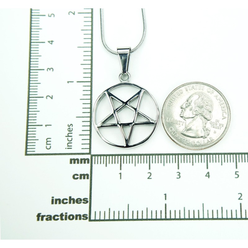 Inverted Pentacle Necklace, Waterproof Stainless Steel, Upside Down Pentagram Symbol
