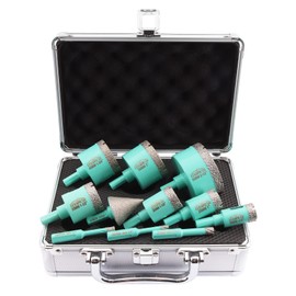 LEKOMESH Diamond Core Drill Bits Set 11pcs Tile Hole Saw Kit Triangle Shank(6/6/8/20/25/28/35/45/50/65mm/35mm Diamond Chamfer bits)