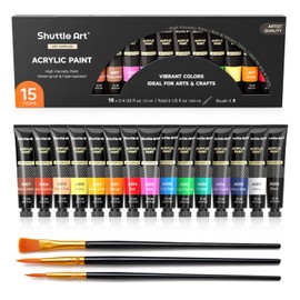 Shuttle Art Shuttle Art Acrylic Paint Set, 15 x 12ml Tubes Artist Quality Non Toxic Rich Pigments Colors Perfect for Kids Adults Beginners Artists Painting on Canvas Wood Clay Fabric Ceramic Crafts Easter Decor